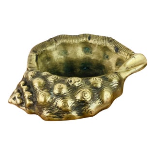 Vintage 1970s Brass Sea Shell Planter / Vessel For Sale