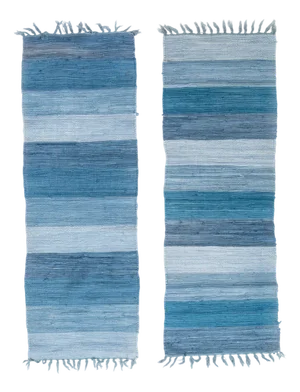 Vintage Scandinavian Hand Woven Rag Rug, 1980s, Set of 2