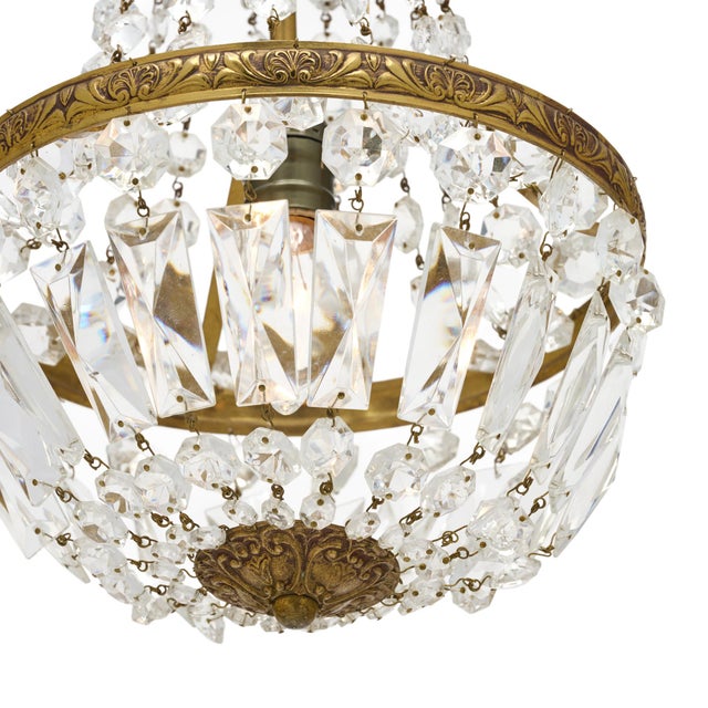 Brass Empire Style Crystal French Chandelier For Sale - Image 8 of 9