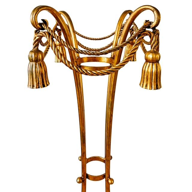 1960s 1960 Italian Florentine Gilt Metal Rope and Tassel Plant Stands - A Pair For Sale - Image 5 of 11