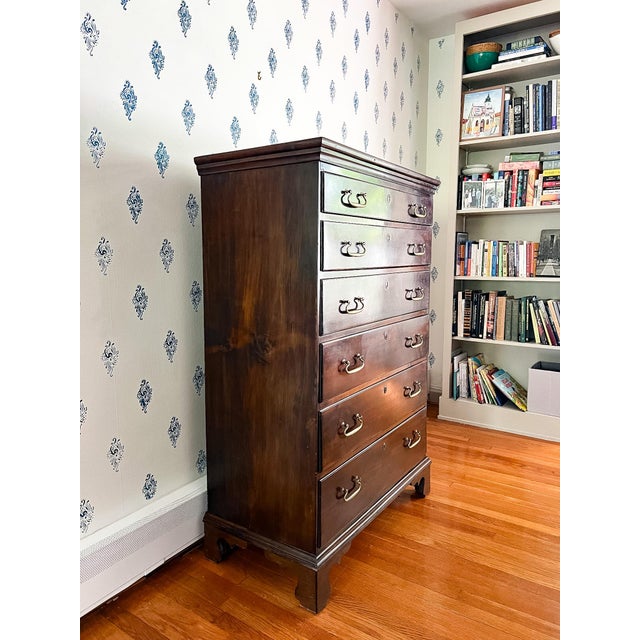 Antique Early 1800s New England Neoclassical Cherry Chest of Drawers, Former Top of a Chest on Chest. For Sale - Image 10 of 14