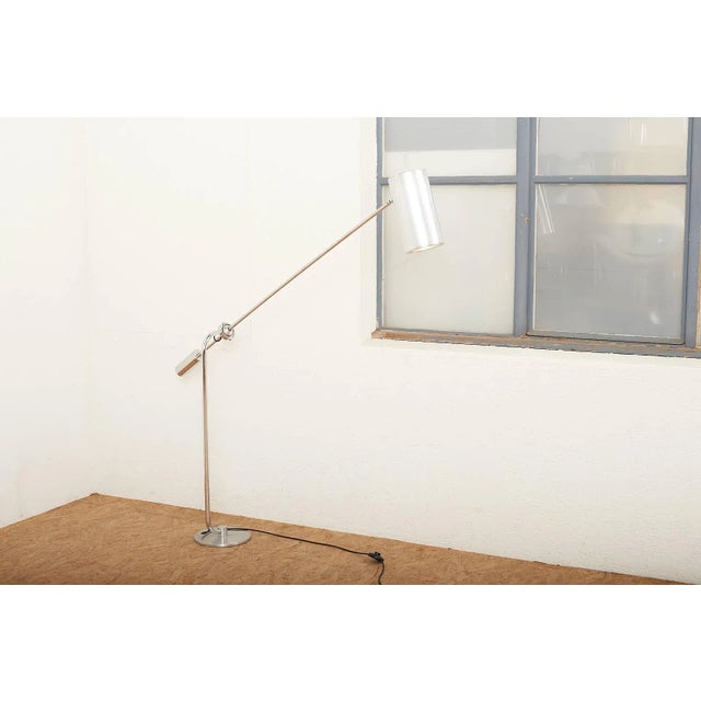 Silver Counterbalance Floor Lamp in Chrome-Plated Metal with Aluminum Cylinder Shade For Sale - Image 8 of 11