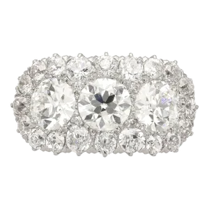 Vintage 4.50 Cttw Old European Cut Diamond Three-Stone Art Deco Engagement Ring Size 7