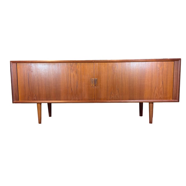Svend Aage Larsen for Faarup Møbelfabrik Mid Century Danish Teak Tambour Door Credenza This item is missing the...