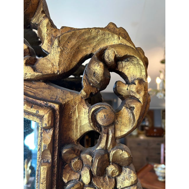 Wood Italian Antique Giltwood Mirror For Sale - Image 7 of 10