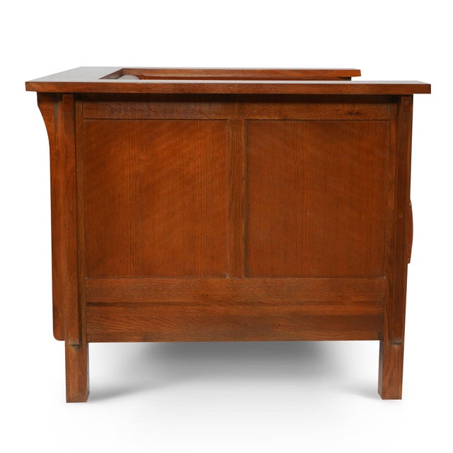 Brown Craftsman Cubic Panel Side Arm Chair - Russet Brown Leather (Rb2) For Sale - Image 8 of 8