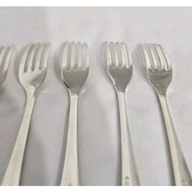 Gold Antique Art Deco Sterling Silver Dessert Forks, Sheffield, 1920, Set of 6 For Sale - Image 8 of 12