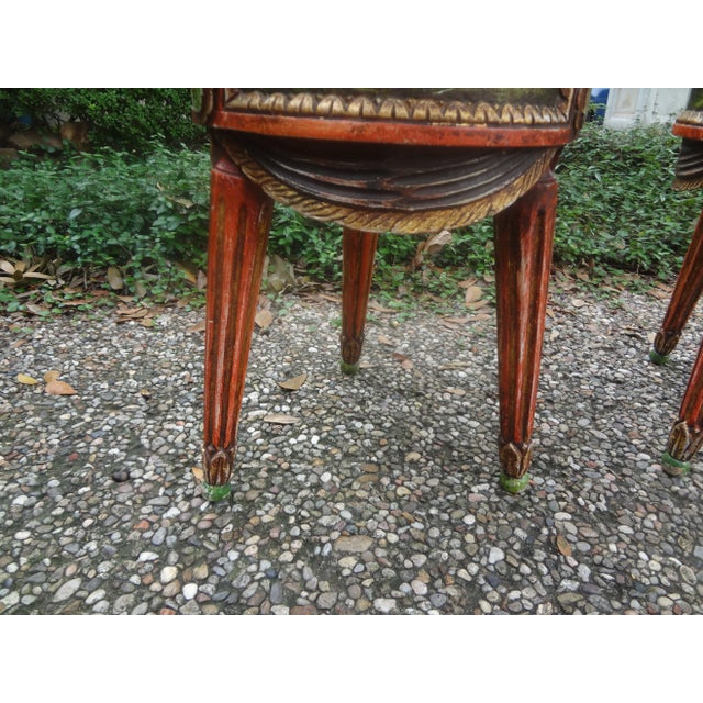Sienna 1920s Pair of Italian Painted Draped Poufs For Sale - Image 8 of 12