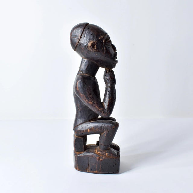 Early 20th Century Baule Seated Wood Figure Côte d'Ivoire For Sale - Image 10 of 15