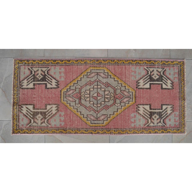 1970s Hand Knotted Door Mat, Entry Decor, Bath Mat, Kitchen Decor, Small Rug, Turkish Rug , Laundry Room Decor - 1'7" X 3'71" For Sale - Image 13 of 16