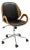 Retro Style Wood and Leather Swivel Office Chair For Sale