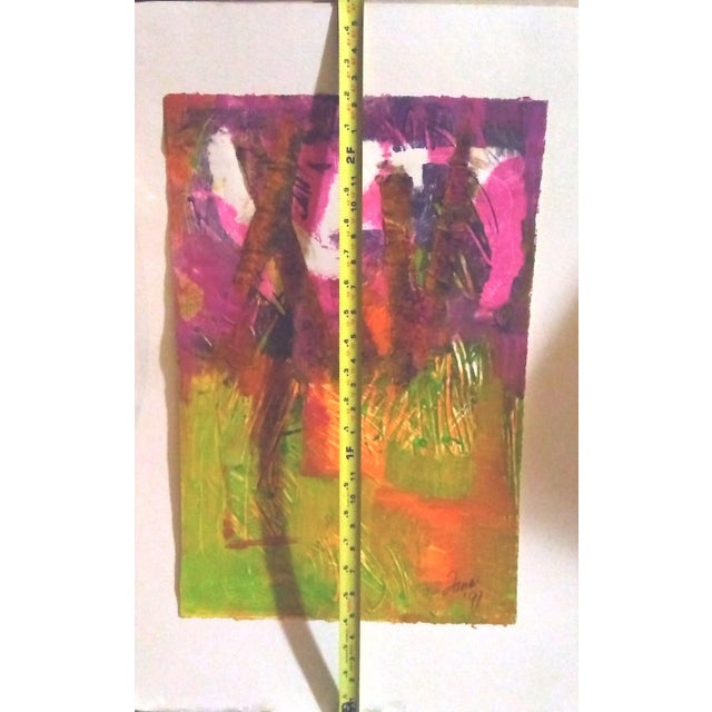Beautiful, colorful, abstract collage by Tama Greenberg. Original, signed, Tama 1991, ...purchased for $150. Price is...
