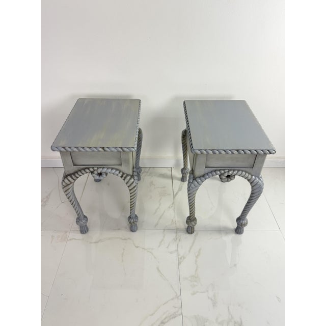 Vintage French Country Style Bedside Tables with Rope Detail, 1970, Set of 2 For Sale - Image 10 of 18