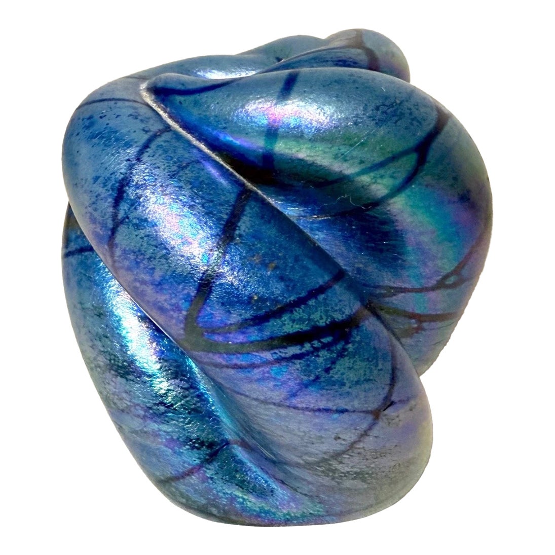 Vintage Hand Blown Charles v Ramsay Blue Iridescent Paperweight Vase ...