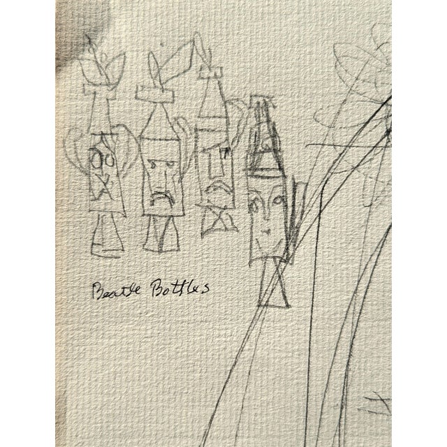 Black David Adickes Early Modern Black & White Abstract Still Life & Vases Drawing Studies, Mid 20th Century For Sale - Image 8 of 10