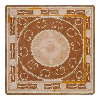 Suzani Wall Hanging Decor - Brown Pink Suzani Table Cloth For Sale
