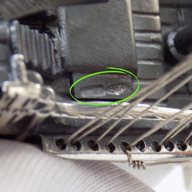 Vintage Italian Handmade Genuine Sterling Silver Large and Rare Crusade Sailing Ship Figurine For Sale - Image 9 of 11