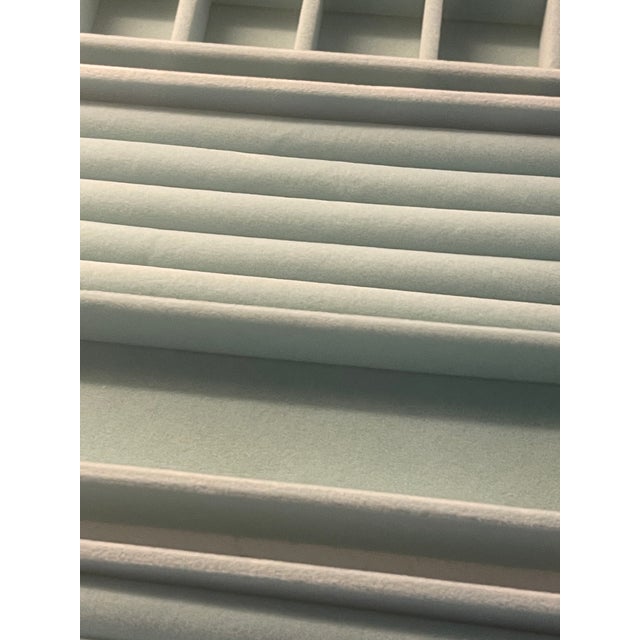 Traditional Aqua Velvet Jewelry Stackable Trays For Sale - Image 3 of 5