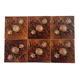 6 Stunning Embossed Chrysanthemum Tiles