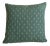Custom-tailored reversible pillow in designer woven green and gold linen and cotton blend fabric. Same fabric on reverse....