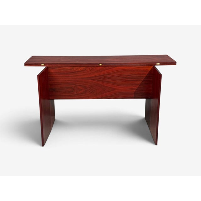 Sannemann, Convertible Console or Dining Table, Rosewood, Brass, Denmark, 1970s For Sale In New York - Image 6 of 18
