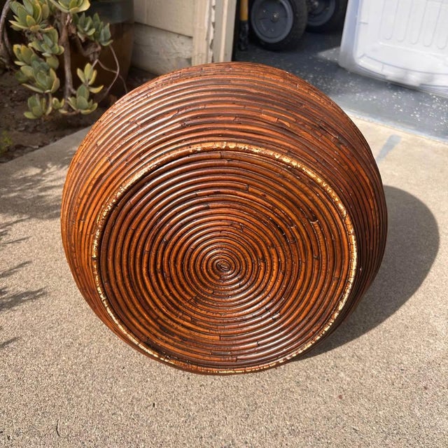 Contemporary Vintage Pencil Reed Rattan Bottle Floor Vase, 23" For Sale - Image 3 of 5