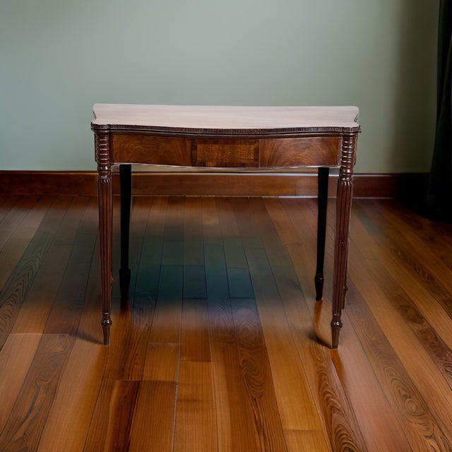 Antique Mahogany Sheraton Game Table With Serpentine Front C. Early 19th Century For Sale - Image 9 of 9