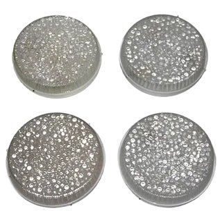 Mid-Century Brass Sconces with Layered Glass, 1960s, Set of 4 For Sale