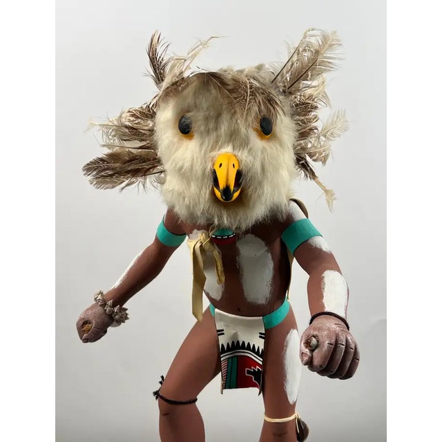 Hopi Owl Kachina Native American Carved Wood Figure, Signed, Late 20th Century This Native American Hopi Kachina doll...