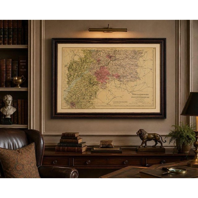 Black Worcestershire & Gloucestershire South Sheet Map by Edward Weller, 1885 For Sale - Image 8 of 9