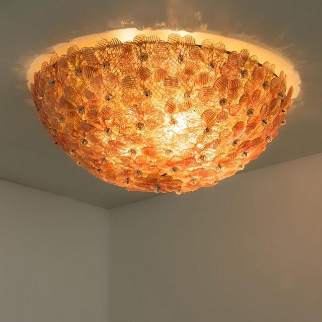 Large Vintage Flower Flush Mount in the style of Barovier & Toso, 2000 For Sale - Image 12 of 15
