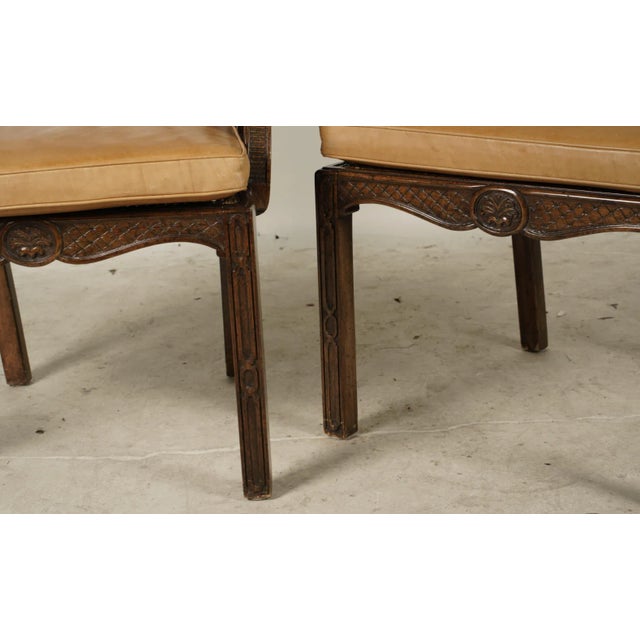 Wood Mid 20th Century Pair of Chippendale Style Armchairs from the Bob Newhart Estate For Sale - Image 7 of 8
