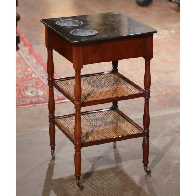 19th Century French Louis Philippe Walnut Rafraîchissoir With Marble Top For Sale In Dallas - Image 6 of 13