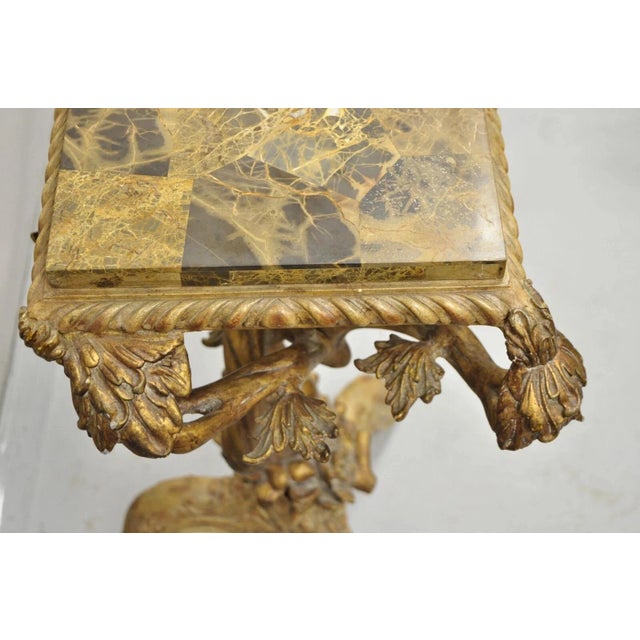 Gold Late 20th Century Maitland Smith Italian Grotto Style Branch and Bird Figural Pedestal Side Table For Sale - Image 8 of 12