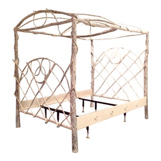 Handmade White Branches Queen Canopy Bed For Sale