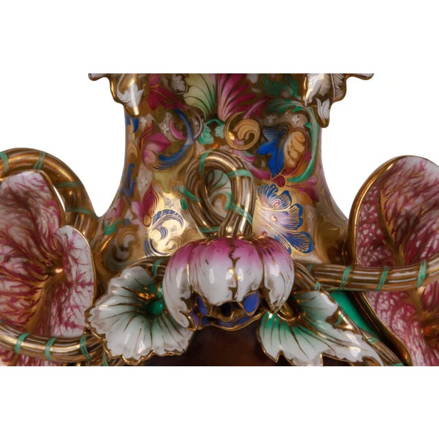 Monumental and Masterful Pair of French Paris Porcelain Hand-Painted Vases For Sale - Image 11 of 16
