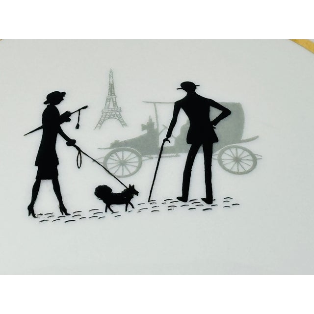 Figurative Vintage Limoges Porcelain Lidded Box Black White Parisian Silhouette 1980s For Sale - Image 3 of 18