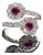 Certified Natural 2.08cts Ruby & Diamond Floral Bypass Halo Ring in Solid 18k White Gold, Size 5.5 For Sale