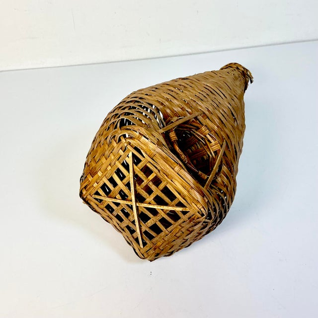 1940s Vintage Boho Chic Rustic Wicker Eel Trap Basket For Sale - Image 12 of 12