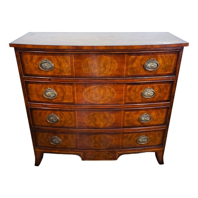 Vintage English Regency Style Carved Walnut Commode Chest by Theodore Alexander For Sale