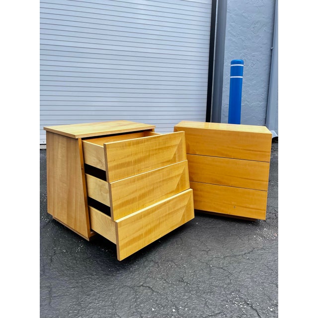 Italian Mid Century Modern Pair of Nightstands With Oblique Tapered Façade | Giorgio Collection Italy For Sale In Tampa - Image 6 of 12