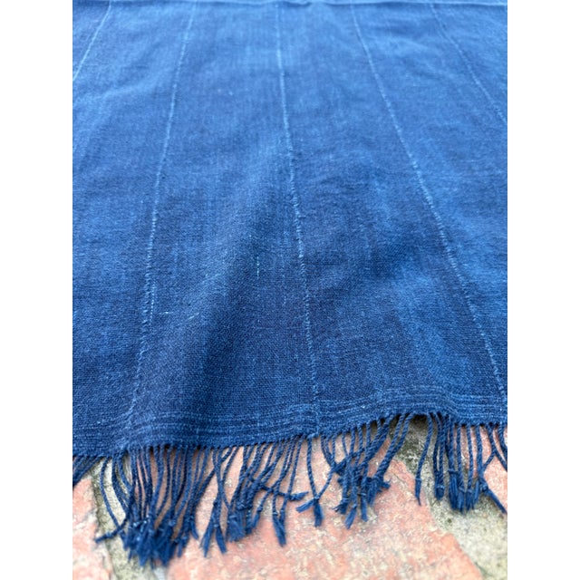 Vintage African Indigo Denim Mossi Mudcloth 65” L X 41” W Textile | No. 110 For Sale - Image 4 of 7