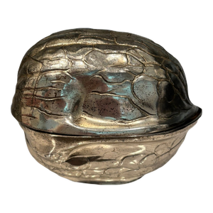 Vintage 1970s f.b. Rogers Silverplate Walnut Form Trinket Box