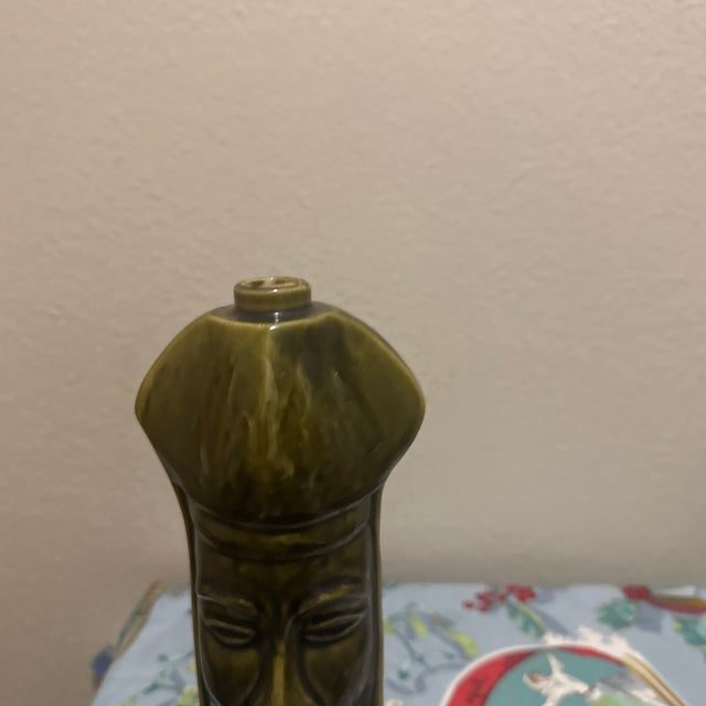 1970s 1969 Vintage Old Crow Ceramic Chessmen Decanter - Dark Bishop For Sale - Image 5 of 10