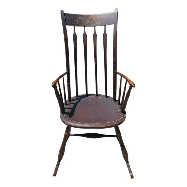 19Thc Paint Decorated Windsor Rocking Chair For Sale
