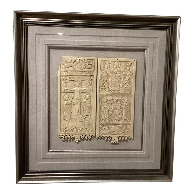 Vintage Diptych of Rambona, Central Italy, Late 9th-Early 10th Century, Ivory. Vatican City, Reproduction From Vatican Museum For Sale