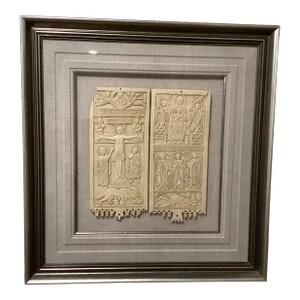 Vintage Diptych of Rambona, Central Italy, Late 9th-Early 10th Century, Ivory. Vatican City, Reproduction From Vatican Museum