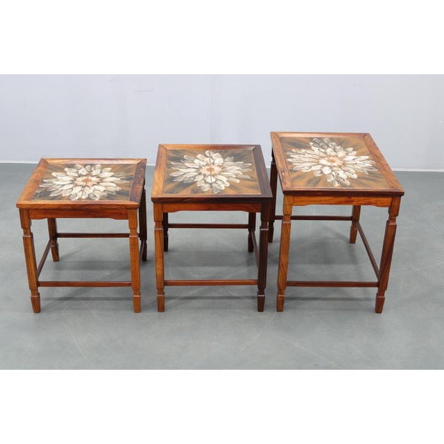 Mid-Century Danish Nesting Tables with Tile Tops, 1960s, Set of 3 For Sale - Image 3 of 13