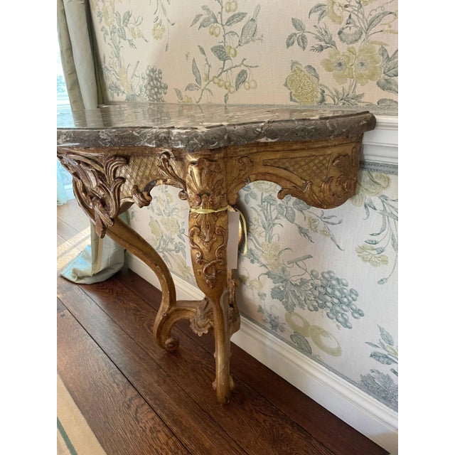 Rare 18th Century Antique Marble & Wood Demi Lune Tables- A Pair For Sale - Image 11 of 11