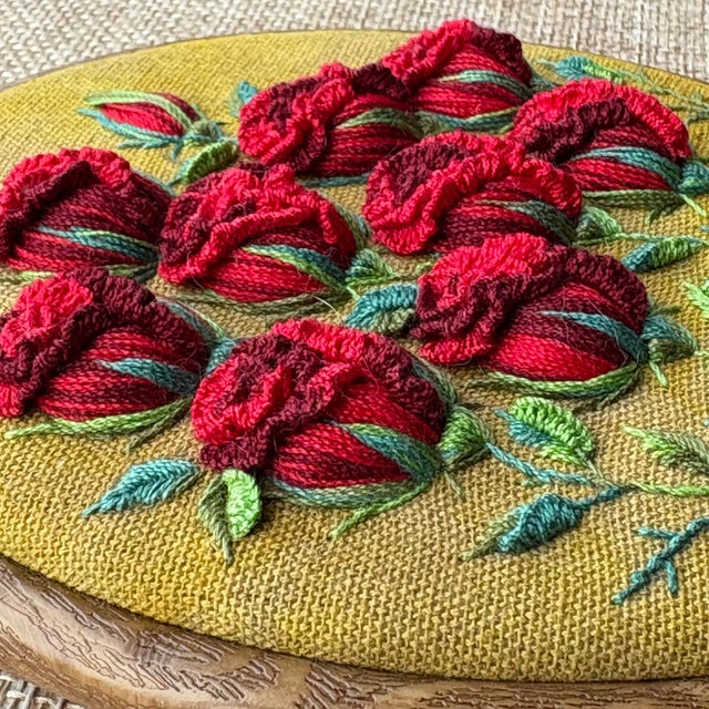 3d Rose Stumpwork Embroidery Art, Framed Botanical Sculpture, Handmade Floral Wall Decor For Sale - Image 9 of 12